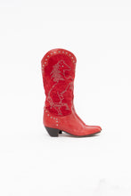 Load image into Gallery viewer, Vintage x Made in Italy x Red Suede, Leather Studded Horse Cowboy Boots (6.5, 7)