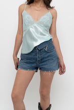 Load image into Gallery viewer, Vintage x LA VIE EN ROSE Light Teal Satin, Lace Tank (M)