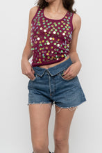 Load image into Gallery viewer, Vintage x Made in India x GLOBAL MIND Purple Cotton Sequin Tank (S, M)
