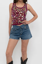 Load image into Gallery viewer, Vintage x Made in India x GLOBAL MIND Purple Cotton Sequin Tank (S, M)