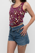 Load image into Gallery viewer, Vintage x Made in India x GLOBAL MIND Purple Cotton Sequin Tank (S, M)
