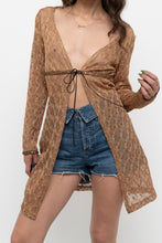 Load image into Gallery viewer, Vintage x Made in Canada x DONNA Bronze Mesh Front-tie Coverup (S, M)