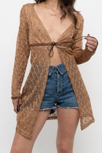 Load image into Gallery viewer, Vintage x Made in Canada x DONNA Bronze Mesh Front-tie Coverup (S, M)