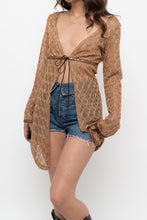 Load image into Gallery viewer, Vintage x Made in Canada x DONNA Bronze Mesh Front-tie Coverup (S, M)