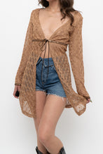 Load image into Gallery viewer, Vintage x Made in Canada x DONNA Bronze Mesh Front-tie Coverup (S, M)