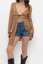 Load image into Gallery viewer, Vintage x Made in Canada x DONNA Bronze Mesh Front-tie Coverup (S, M)
