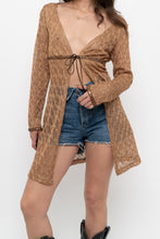 Load image into Gallery viewer, Vintage x Made in Canada x DONNA Bronze Mesh Front-tie Coverup (S, M)