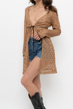 Load image into Gallery viewer, Vintage x Made in Canada x DONNA Bronze Mesh Front-tie Coverup (S, M)