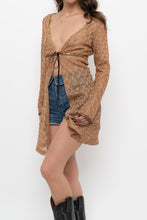 Load image into Gallery viewer, Vintage x Made in Canada x DONNA Bronze Mesh Front-tie Coverup (S, M)