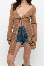 Load image into Gallery viewer, Vintage x Made in Canada x DONNA Bronze Mesh Front-tie Coverup (S, M)