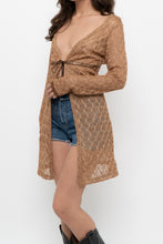 Load image into Gallery viewer, Vintage x Made in Canada x DONNA Bronze Mesh Front-tie Coverup (S, M)