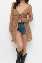 Load image into Gallery viewer, Vintage x Made in Canada x DONNA Bronze Mesh Front-tie Coverup (S, M)