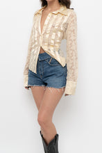 Load image into Gallery viewer, Vintage x CONTEXT Butter Yellow Satin Lace Buttonup (L)