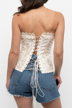 Load image into Gallery viewer, Vintage x Made in Canada x Cream Satin Patterned Strapless Corset (S)