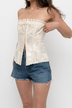 Load image into Gallery viewer, Vintage x Made in Canada x Cream Satin Patterned Strapless Corset (S)