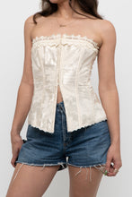 Load image into Gallery viewer, Vintage x Made in Canada x Cream Satin Patterned Strapless Corset (S)