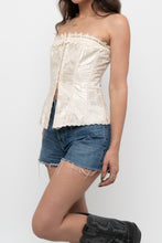 Load image into Gallery viewer, Vintage x Made in Canada x Cream Satin Patterned Strapless Corset (S)