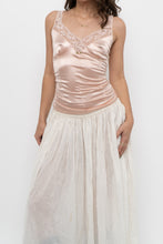 Load image into Gallery viewer, Vintage x LA VIE EN ROSE Baby Pink Cinched Shiny Rose Tank (S)