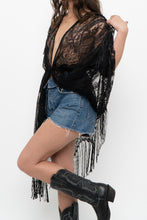 Load image into Gallery viewer, Vintage x Black Fringe Lace Top (XS-XL)