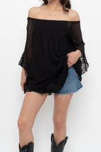 Load image into Gallery viewer, Vintage x SHANNON FORD Black Lace Layered Off-Shoulder Top (XS-M)