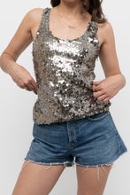 Load image into Gallery viewer, ZARA x Charcoal Sequin Tank (S)