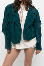 Load image into Gallery viewer, Vintage x Made in USA x Forest Green Suede Fringe Jacket (XS-M)