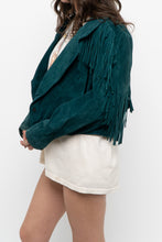 Load image into Gallery viewer, Vintage x Made in USA x Forest Green Suede Fringe Jacket (XS-M)
