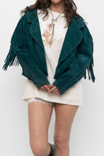 Load image into Gallery viewer, Vintage x Made in USA x Forest Green Suede Fringe Jacket (XS-M)