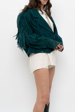 Load image into Gallery viewer, Vintage x Made in USA x Forest Green Suede Fringe Jacket (XS-M)