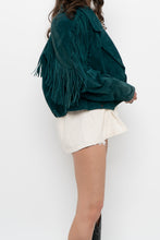 Load image into Gallery viewer, Vintage x Made in USA x Forest Green Suede Fringe Jacket (XS-M)