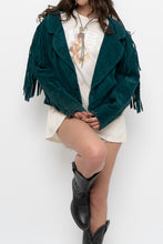 Load image into Gallery viewer, Vintage x Made in USA x Forest Green Suede Fringe Jacket (XS-M)