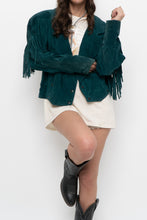 Load image into Gallery viewer, Vintage x Made in USA x Forest Green Suede Fringe Jacket (XS-M)