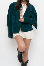 Load image into Gallery viewer, Vintage x Made in USA x Forest Green Suede Fringe Jacket (XS-M)