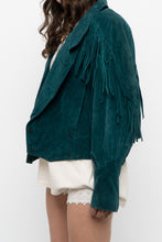 Load image into Gallery viewer, Vintage x Made in USA x Forest Green Suede Fringe Jacket (XS-M)