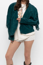 Load image into Gallery viewer, Vintage x Made in USA x Forest Green Suede Fringe Jacket (XS-M)