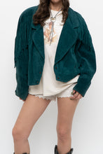 Load image into Gallery viewer, Vintage x Made in USA x Forest Green Suede Fringe Jacket (XS-M)