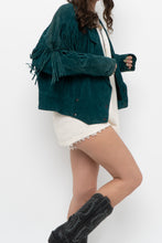 Load image into Gallery viewer, Vintage x Made in USA x Forest Green Suede Fringe Jacket (XS-M)