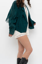 Load image into Gallery viewer, Vintage x Made in USA x Forest Green Suede Fringe Jacket (XS-M)