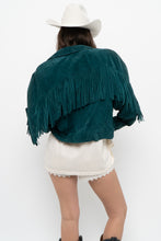 Load image into Gallery viewer, Vintage x Made in USA x Forest Green Suede Fringe Jacket (XS-M)