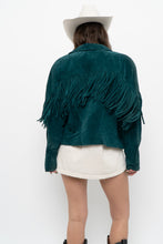 Load image into Gallery viewer, Vintage x Made in USA x Forest Green Suede Fringe Jacket (XS-M)
