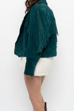 Load image into Gallery viewer, Vintage x Made in USA x Forest Green Suede Fringe Jacket (XS-M)