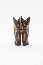 Load image into Gallery viewer, Vintage x Made in Brazil x Brown, Teal Leather Butterfly Cowboy Boots (6W)
