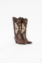 Load image into Gallery viewer, Vintage x Made in Brazil x Brown, Teal Leather Butterfly Cowboy Boots (6W)