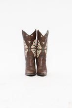Load image into Gallery viewer, Vintage x Made in Brazil x Brown, Teal Leather Butterfly Cowboy Boots (6W)