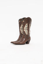 Load image into Gallery viewer, Vintage x Made in Brazil x Brown, Teal Leather Butterfly Cowboy Boots (6W)