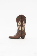Load image into Gallery viewer, Vintage x Made in Brazil x Brown, Teal Leather Butterfly Cowboy Boots (6W)