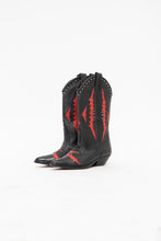 Load image into Gallery viewer, Vintage x Made in Brazil x Red, Black Leather Studded Cowboy Boots (6W)