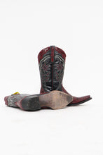Load image into Gallery viewer, Vintage x Made in Brazil x Deadstock Red, Black Embroidered Python Leather Cowboy Boots (7W)