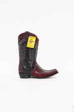 Load image into Gallery viewer, Vintage x Made in Brazil x Deadstock Red, Black Embroidered Python Leather Cowboy Boots (7W)