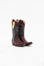 Load image into Gallery viewer, Vintage x Made in Brazil x Deadstock Red, Black Embroidered Python Leather Cowboy Boots (7W)